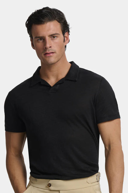THE CLASSIC LINEN SLIM BLACK SHIRT