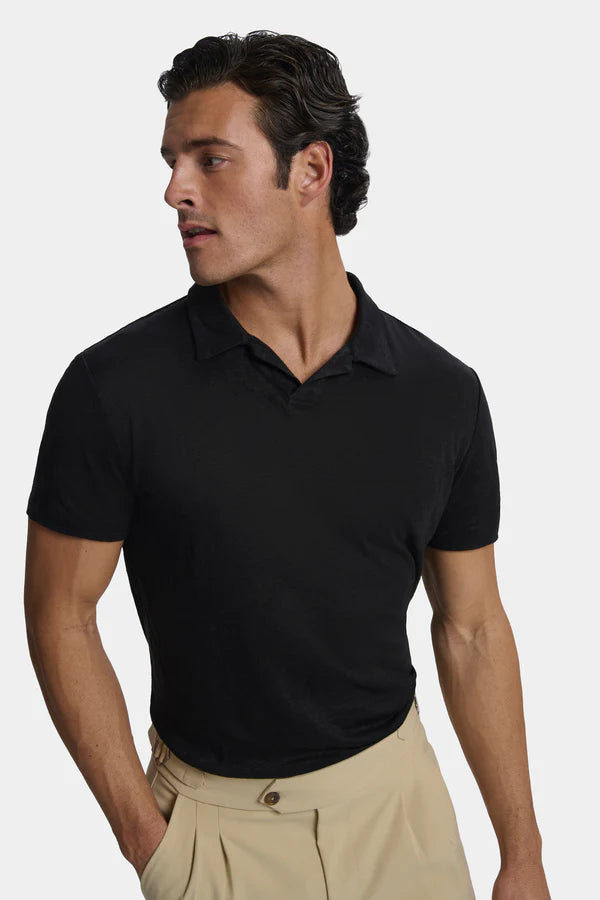 THE CLASSIC LINEN SLIM BLACK SHIRT