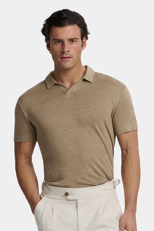 THE CLASSIC LINEN SLIM MID TAUPE SHIRT